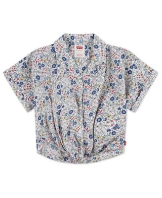 Big Girls Floral Twist Button Up Top
