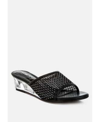 Womens Tempra Mesh Clear Heel Wedge Sandals