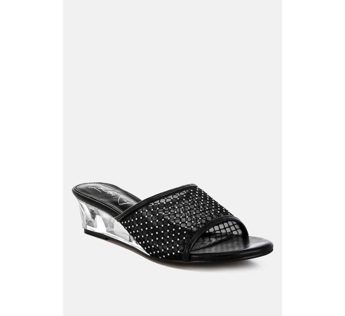 Tempra Mesh Clear Heel Wedge Sandals
