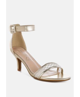 Womens Ninto Metallic Faux Leather Kitten Heels