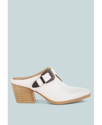 Holler Carved Buckle Statement Mules