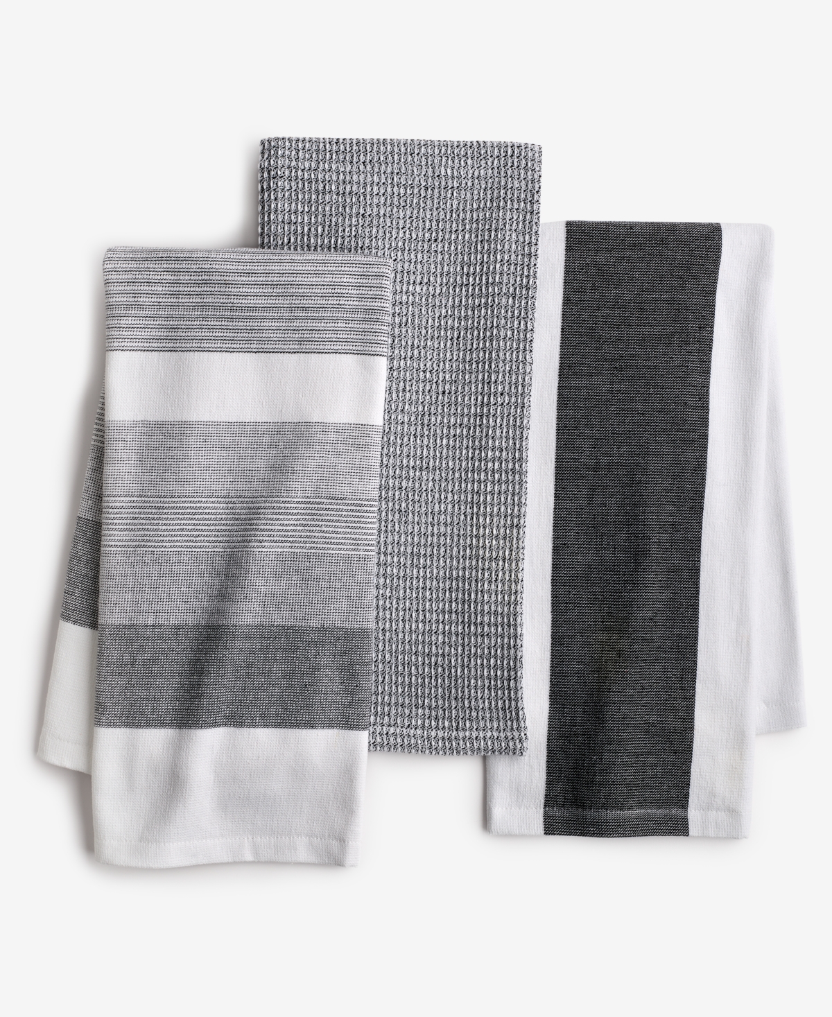 The Cellar 3 Pack Cotton Kitchen Towels, Exclusively At Macy's In Black