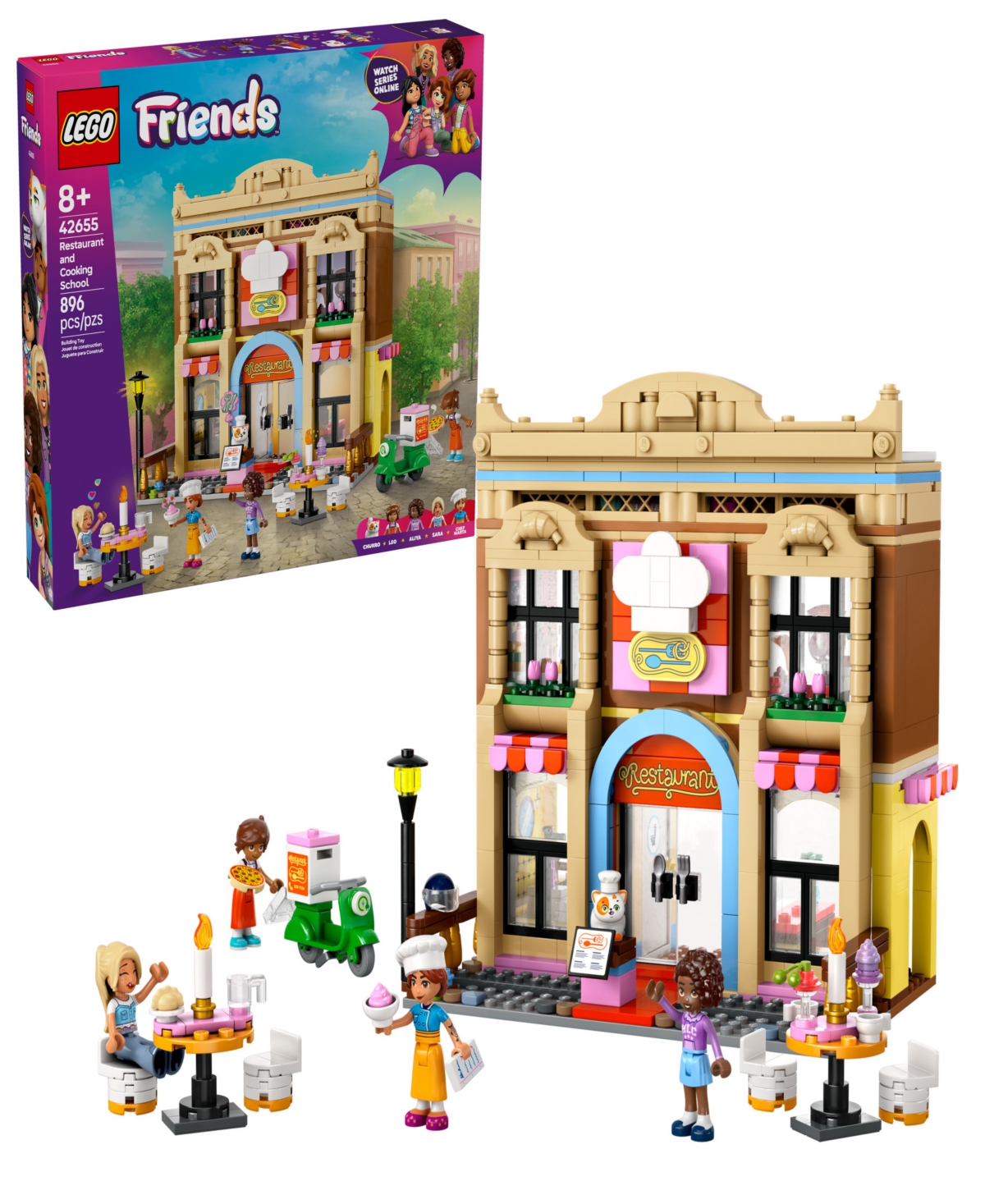 Shop Lego Friends Restaurant And Cooking School Building Set 42655, 896 Pieces In Multi Color