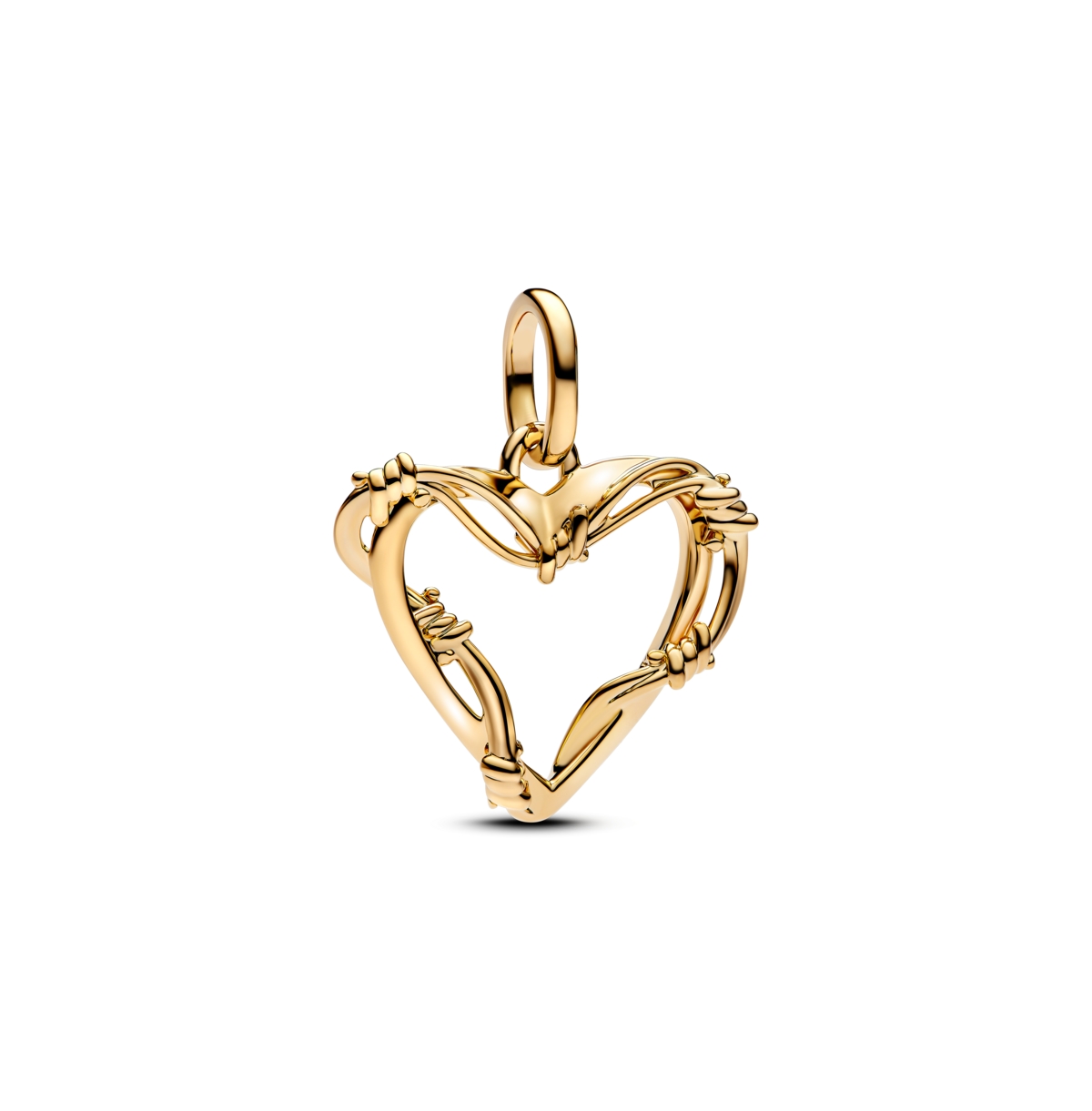 Pandora 14k Gold Plated Wire Heart Dangle Charms In Gold Plated