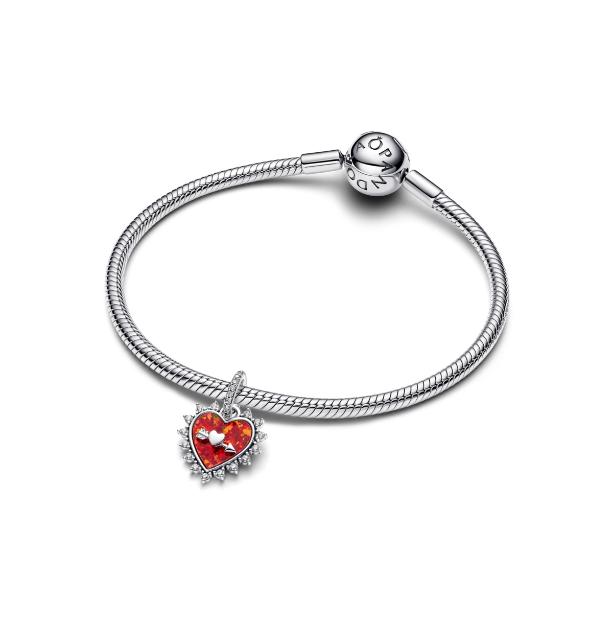 Pandora Sterling Silver Spinnable Arrow Heart Dangle Charms In Sterling Silver
