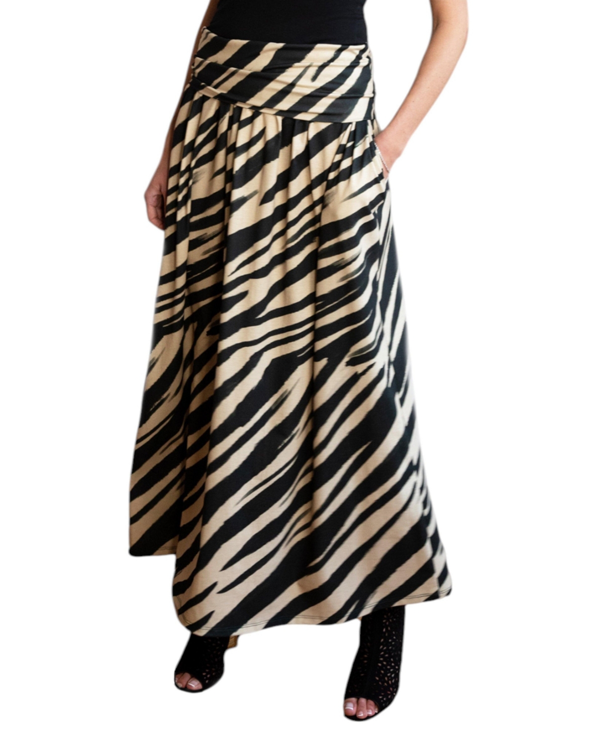 Women's Roll Top Maxi Skirt - Animal stripe