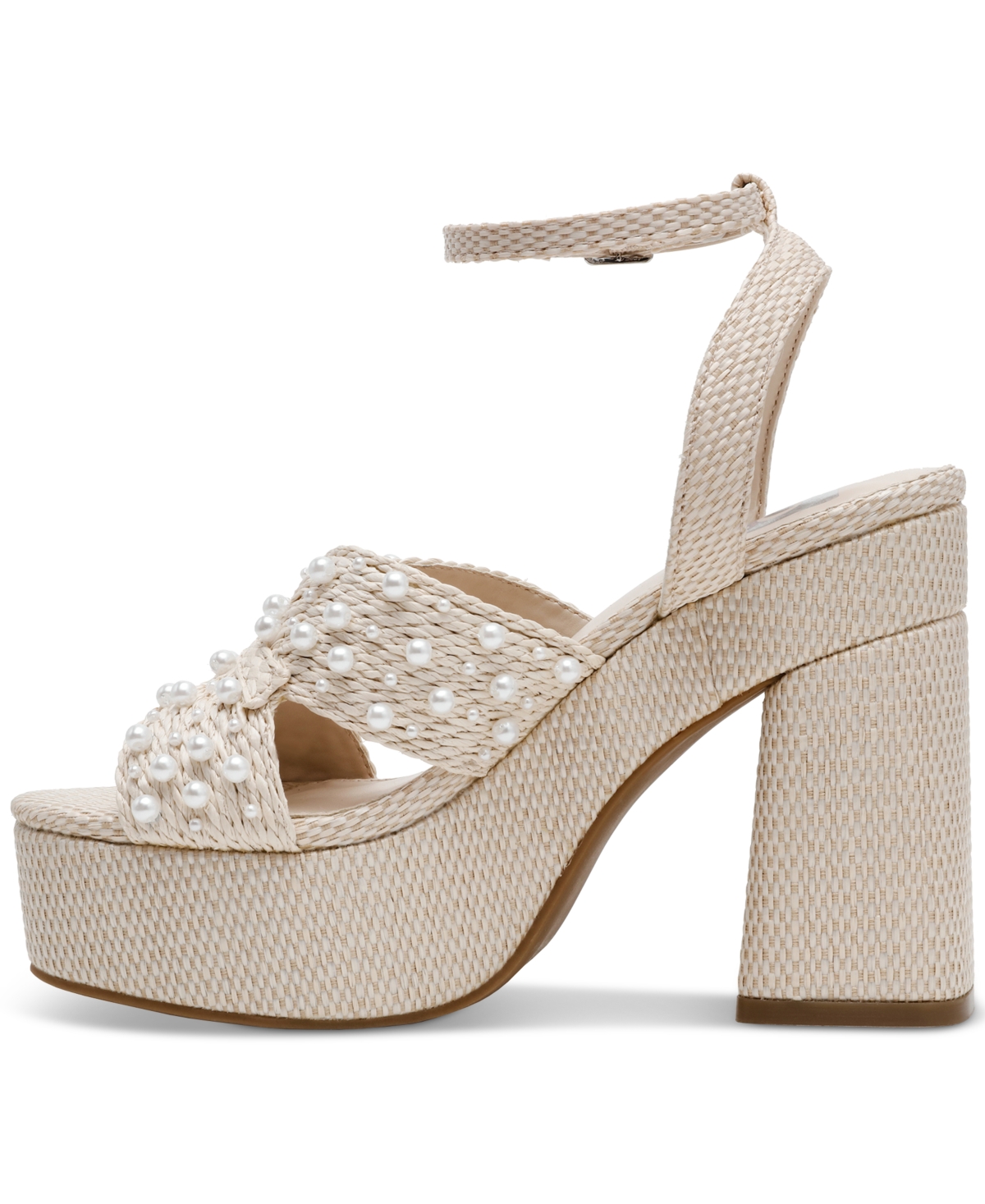 Dv Dolce Vita Women's Waylan Raffia Platform Crossband Dress Sandals In Ivory Pearl Raffia