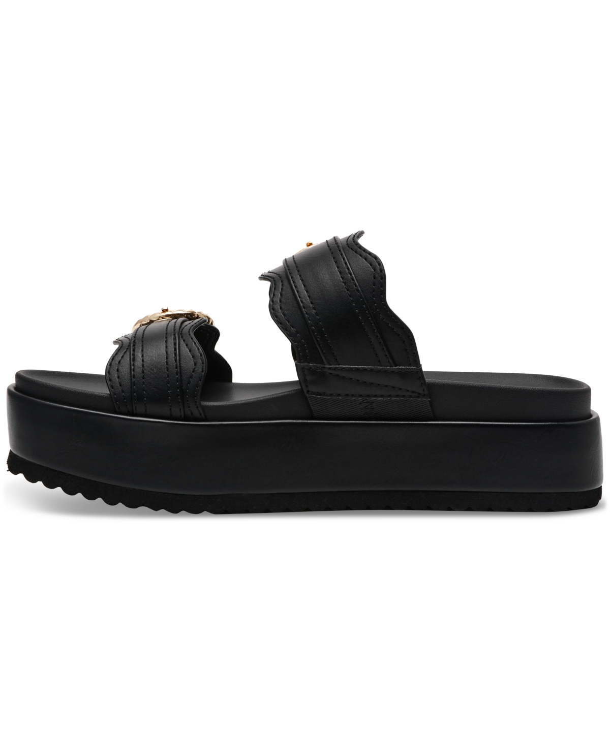 Dv Dolce Vita Women's Serpent Double Band Footbed Sandals In Black Smooth