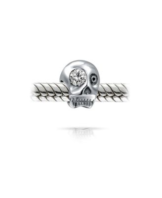 Блестящие ювелирные изделия Хэллоуин Скелет Череп Шарм Бусина с Чешским глазом Европейский браслет из стерлингового серебра