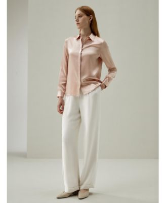 Women's Basic Concealed Placket Silk Shirt