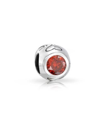 Sommelier Red Wine Glass Charm Bead with Cubic Zirconia European Bracelet