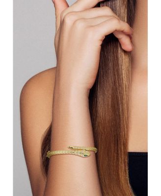 Sterling Silver Pave Snake Bangle Bracelet