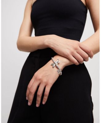 Sterling Silver Plated Dragonfly Elastic Bracelet