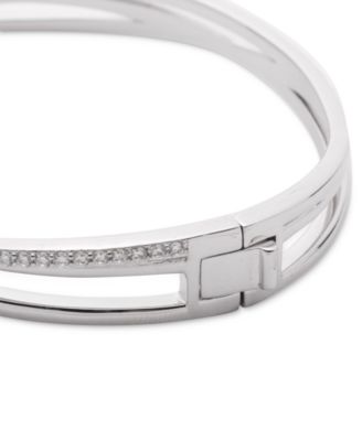 Sterling Silver Cubic Zirconia Pav&eacute; Bangle Bracelet