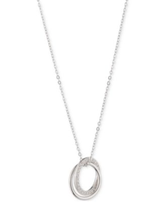 Sterling Silver Cubic Zirconia Pav&eacute; Pendant Necklace, 16" + 3" extender