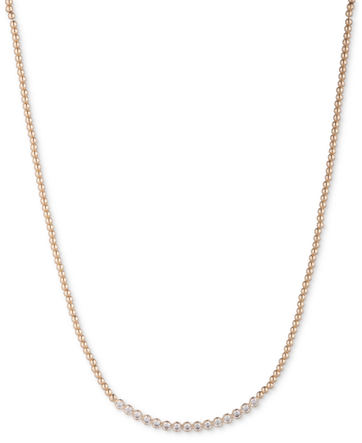 Gold-Tone Cubic Zirconia Collar Necklace, 16" + 3" extender - Silver