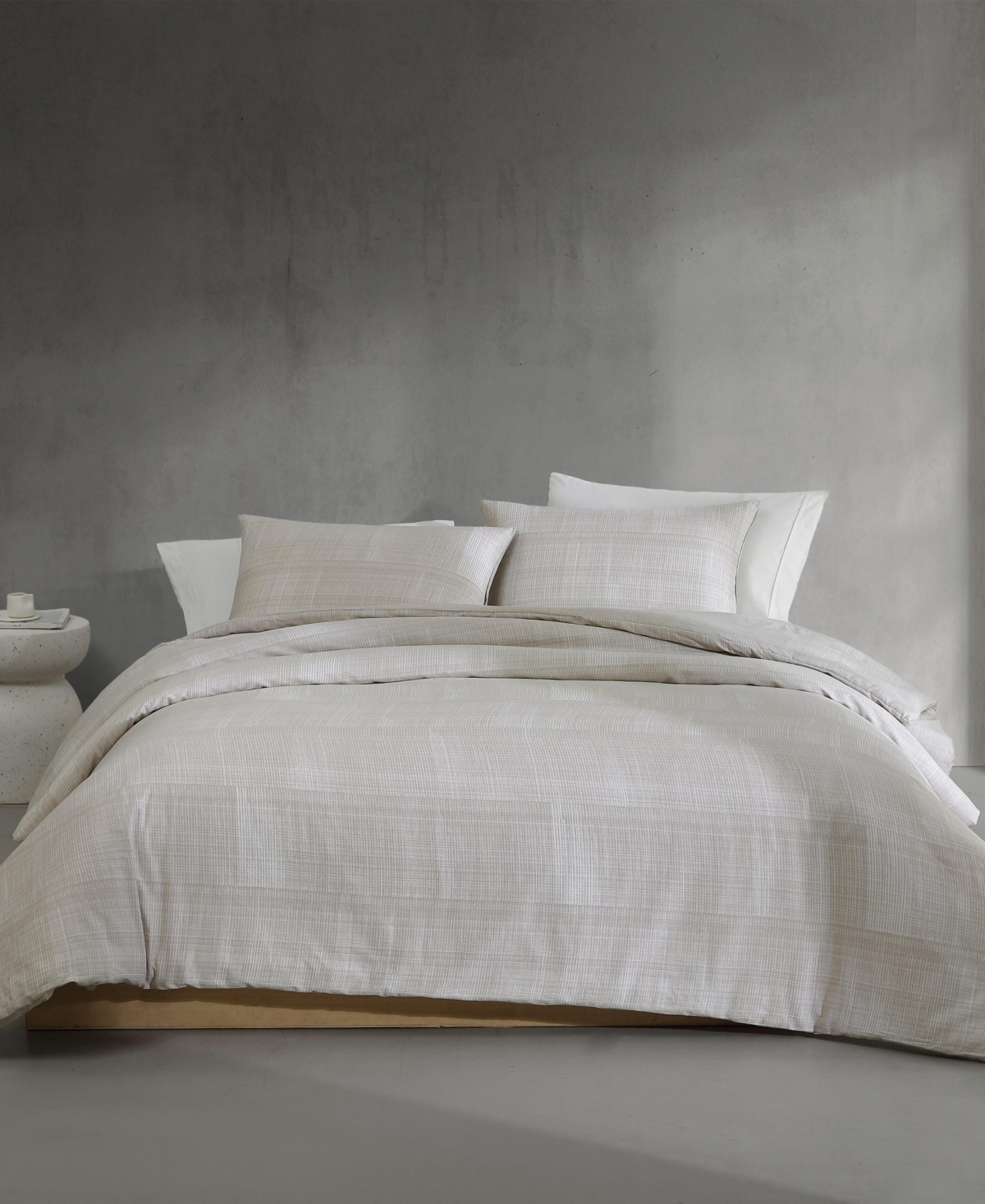 Calvin Klein Textural Rib Cotton Sateen 3-pc. Comforter Set, Queen In Warm Taupe