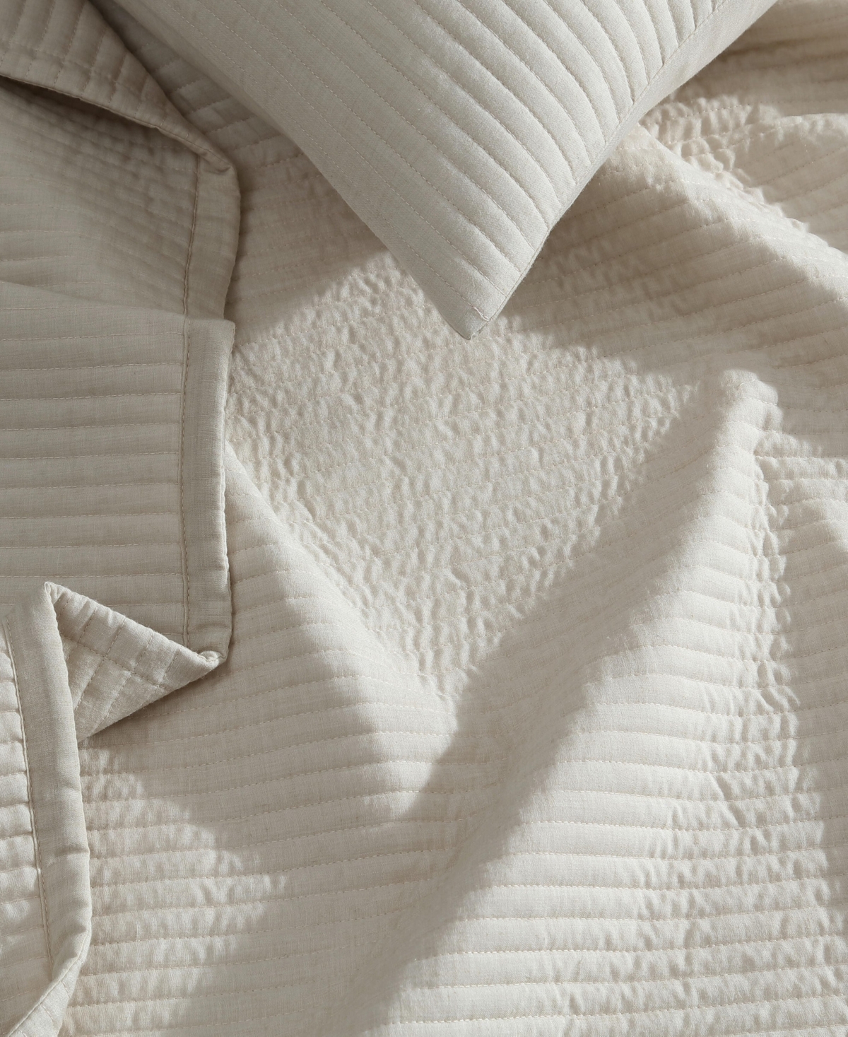 Calvin Klein Mini Channel Stitch Solid 3-pc. Quilt Set, Queen In Light Beige