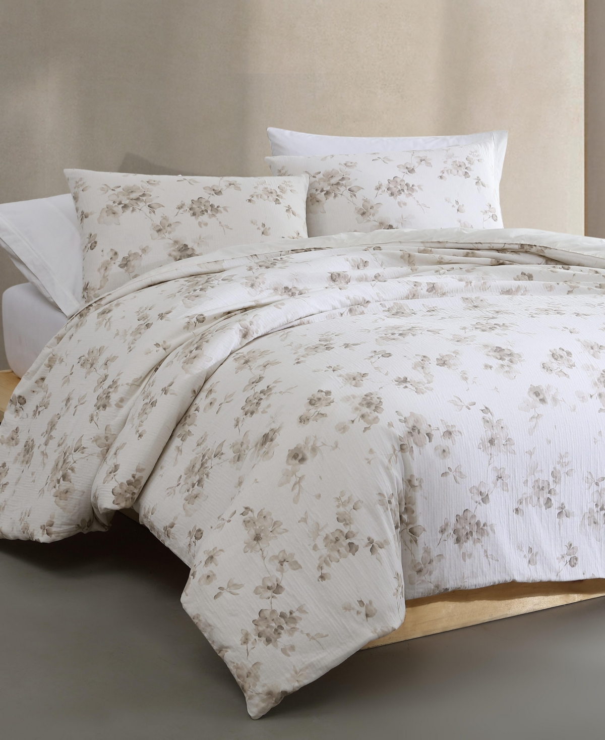 Calvin Klein Spring Branches Cotton Jacquard 3-pc. Comforter Set, Queen In Ivory,beige