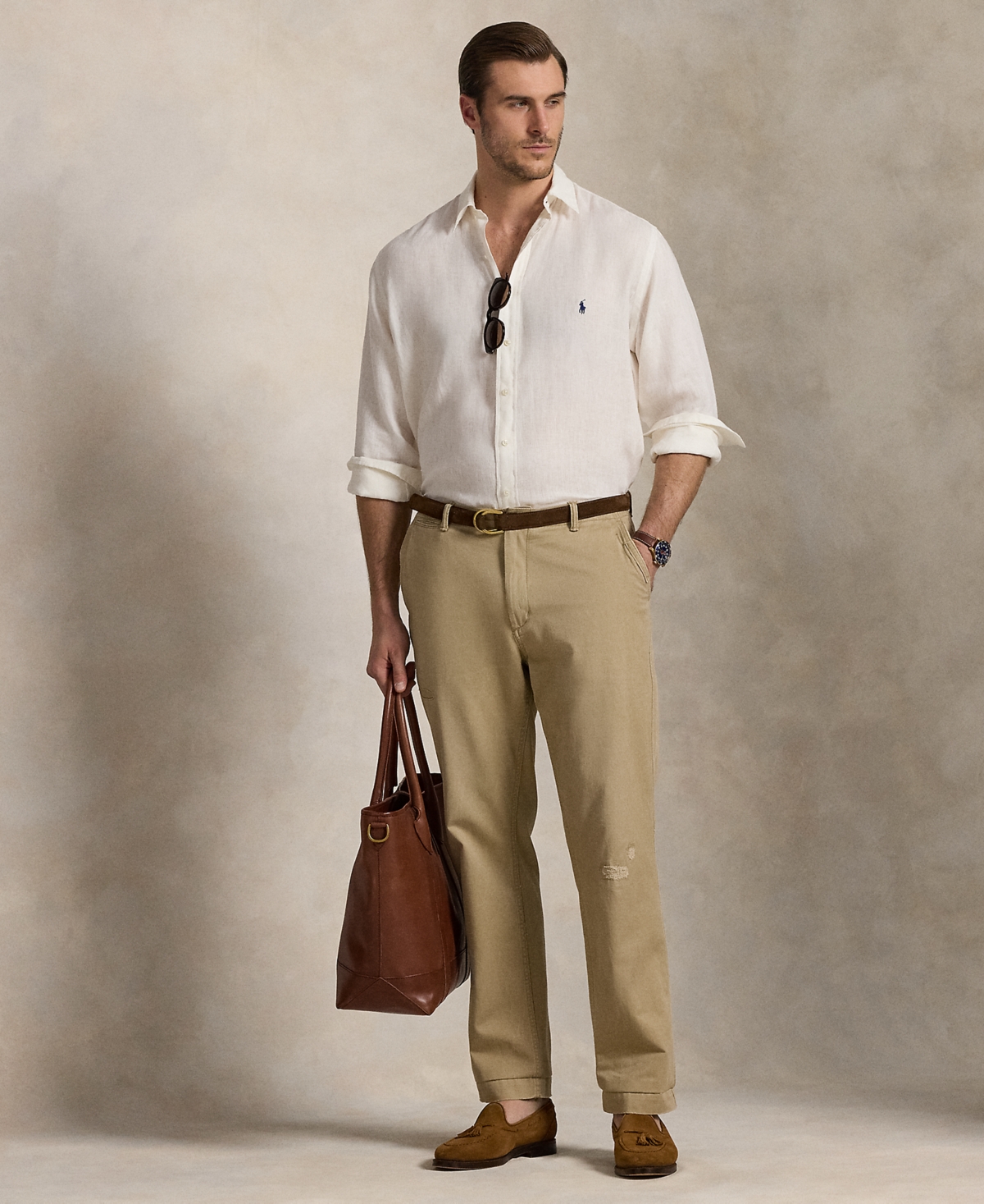 POLO RALPH LAUREN MEN'S BIG & TALL LINEN SHIRT 