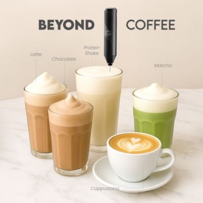 FrothMate Powerful Portable & Compact Milk Frother - No Stand Electric Whisk