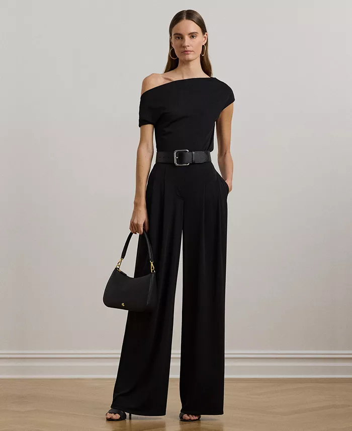 Women's Pleated Stretch Jersey Wide-Leg Pants