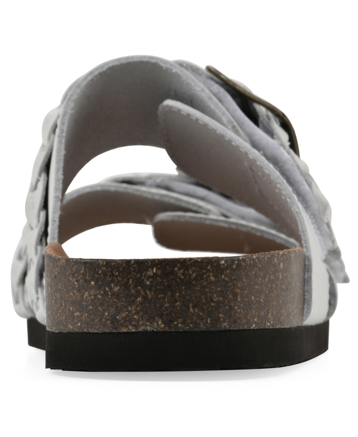 White Mountain Women's Hey Hey Round Toe Flat Sandals In White Leather