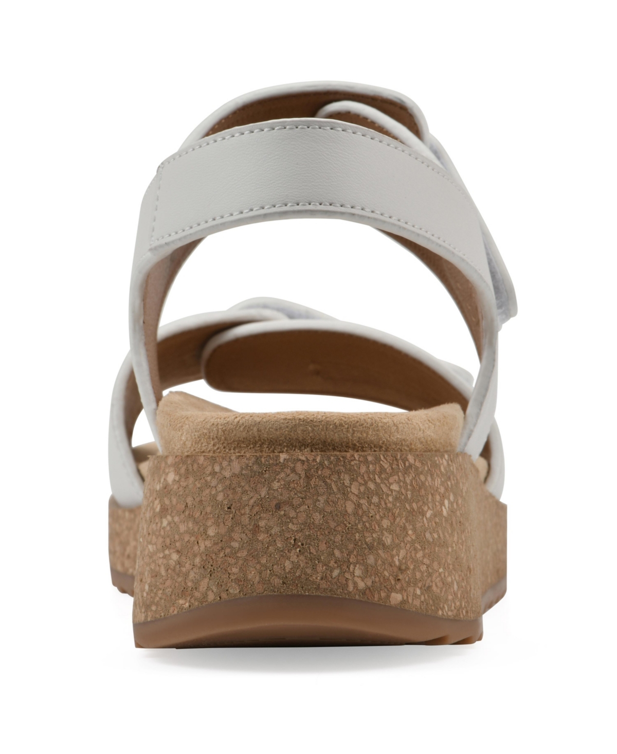 White Mountain Women's Gelato Round Toe Wedge Sandals In White Leather