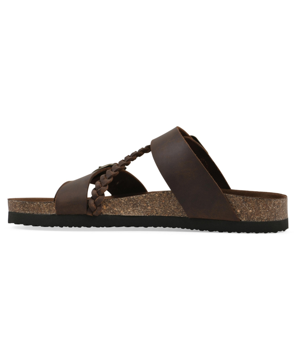White Mountain Women's Hammy Round Toe Flat Sandals In Brown Leather
