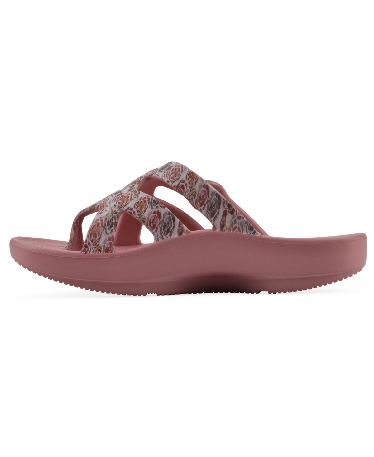 White Mountain Women's Rip Round Toe Flat Sandals In Blush Floral Print