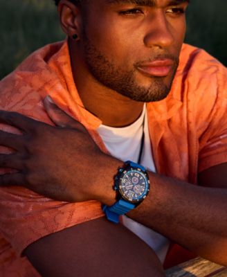 Men's Sport Casual Brycen Blue Silicone Strap Watch 44.8mm