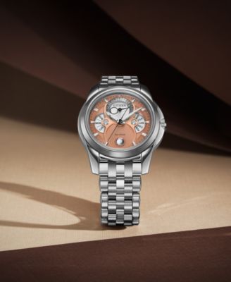 Men's Classic Calendrier Silver-Tone Stainless Steel Bracelet Watch 41.8mm