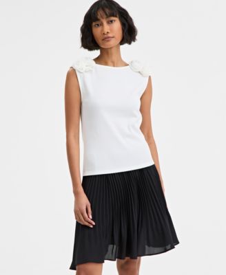 On 34th - Women's Ribbed Shoulder-Rosette Tank Top
