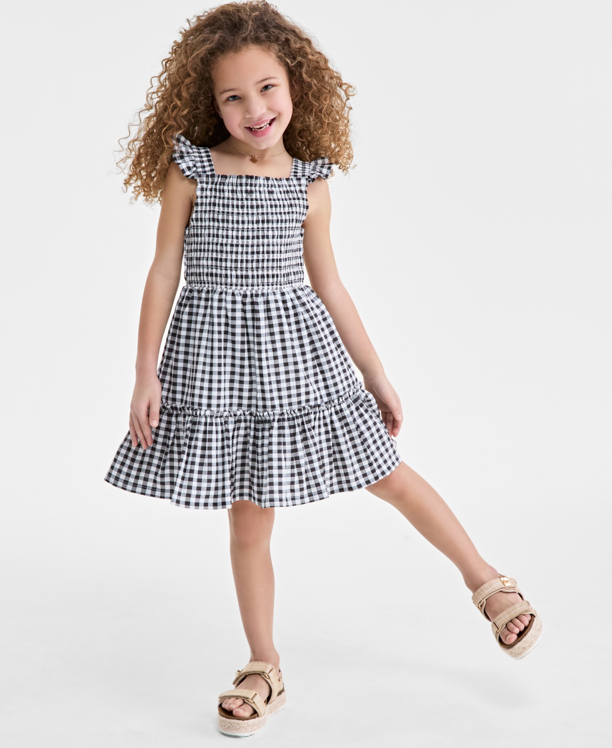ON 34TH MOMMY & ME GINGHAM TIERED SMOCKED DRESS 