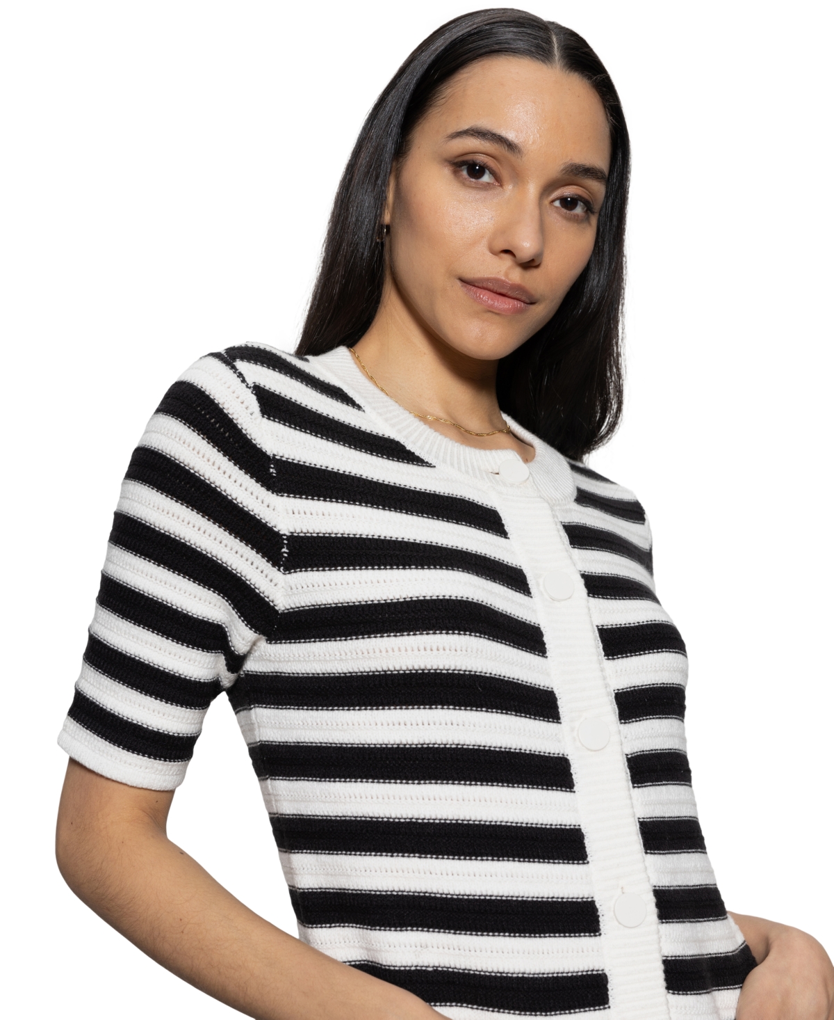 Sanctuary Women's Button-front Knit Mini Dress In Chalk And Black Stripe