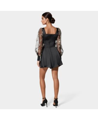 Женский комбинированный атласный комбинезон с золотым люрексом и цветочным узором Bebe