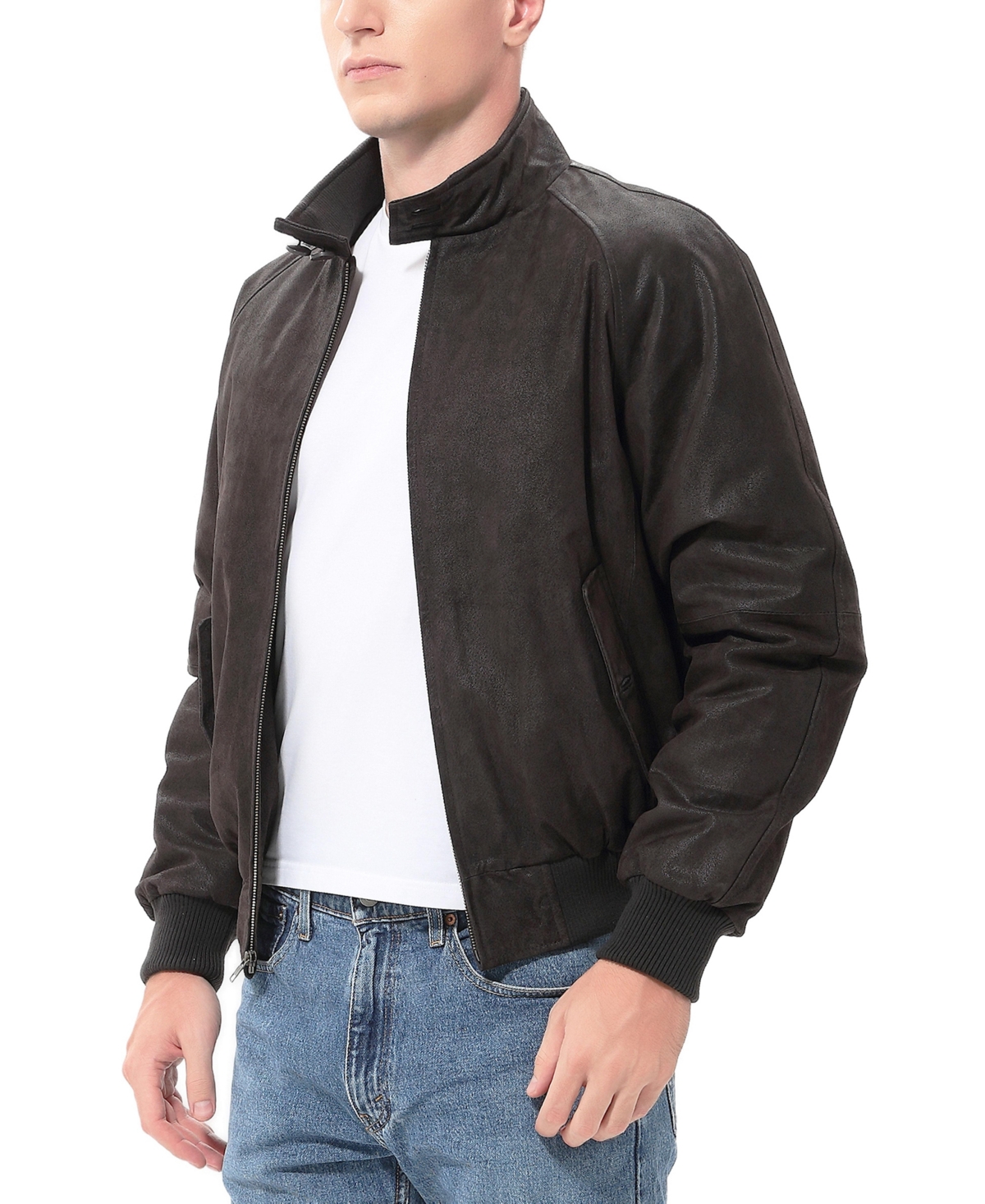 Landing Leathers Big & Tall Men Wwii Distressed Leather Bomber Jacket
