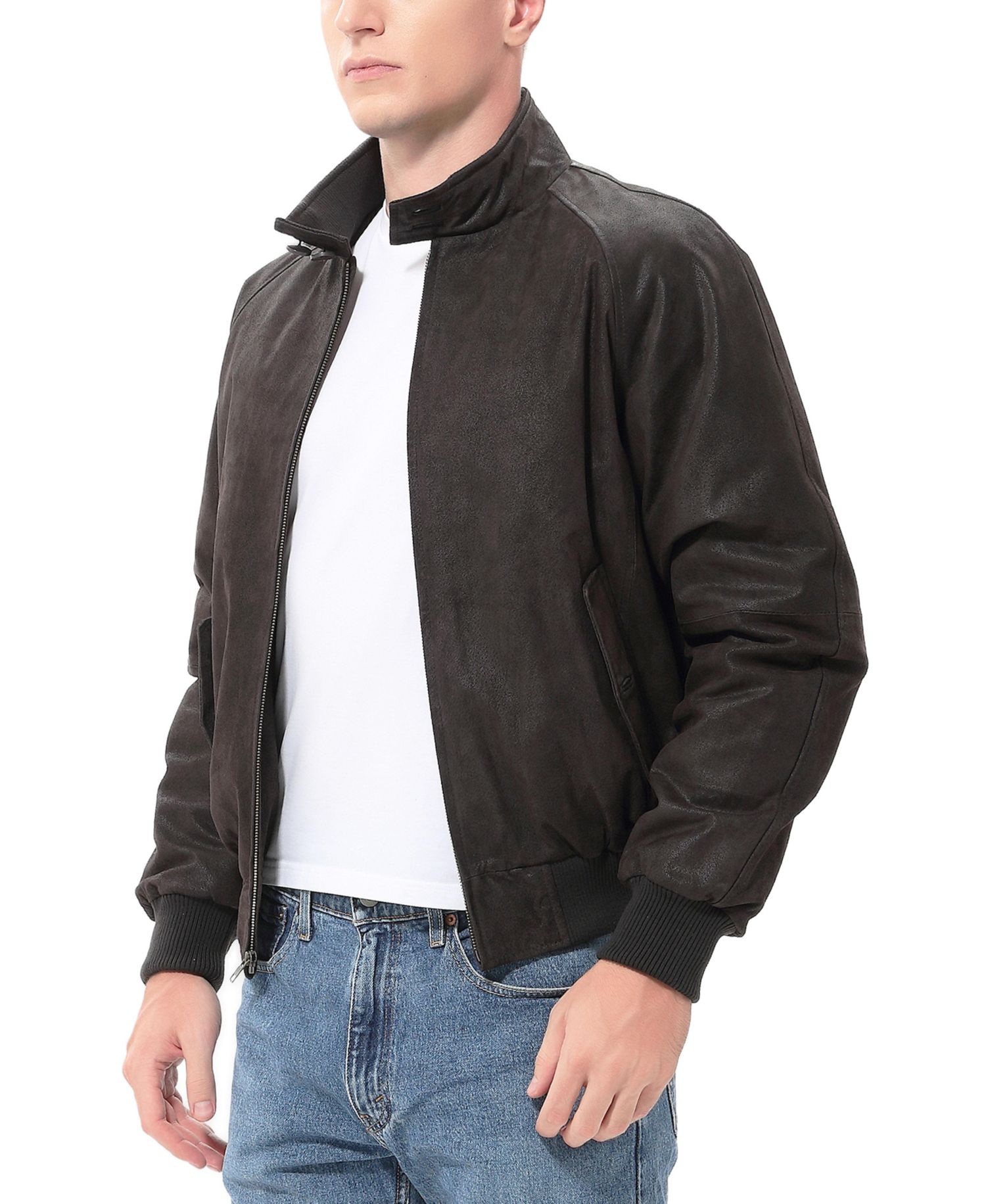 Tall WWII Distressed Leather Bomber Jacket