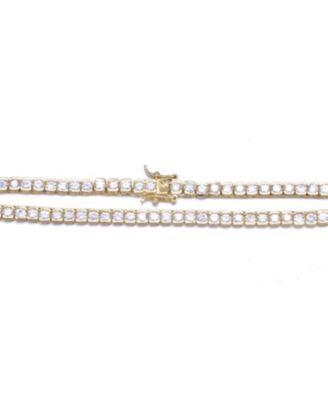 Sterling Silver 14K Gold Plated with Cubic Zirconia Classic Tennis Necklace
