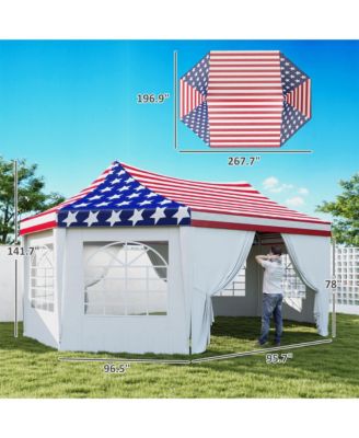 22.3 x 16.4ft Party Tent Wedding Tent w/ 6 Windows, American Flag