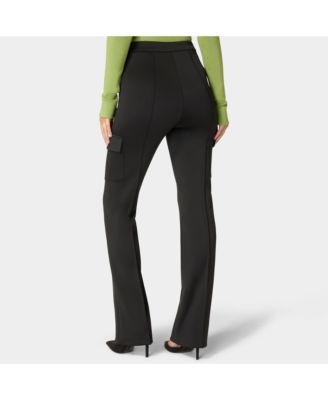 Женские трикотажные брюки Bebe с высокой талией и прямыми штанинами с накладными карманами