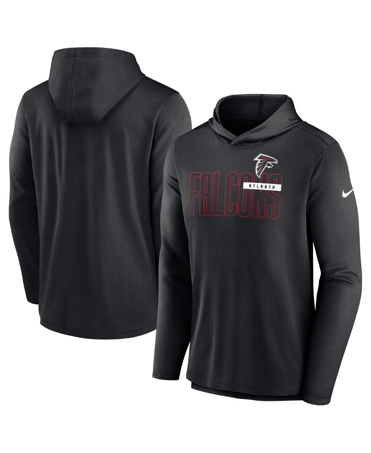 Nike Men's Black Atlanta Falcons Lightweight Performance Hooded Long Sleeve T-shirt In Black