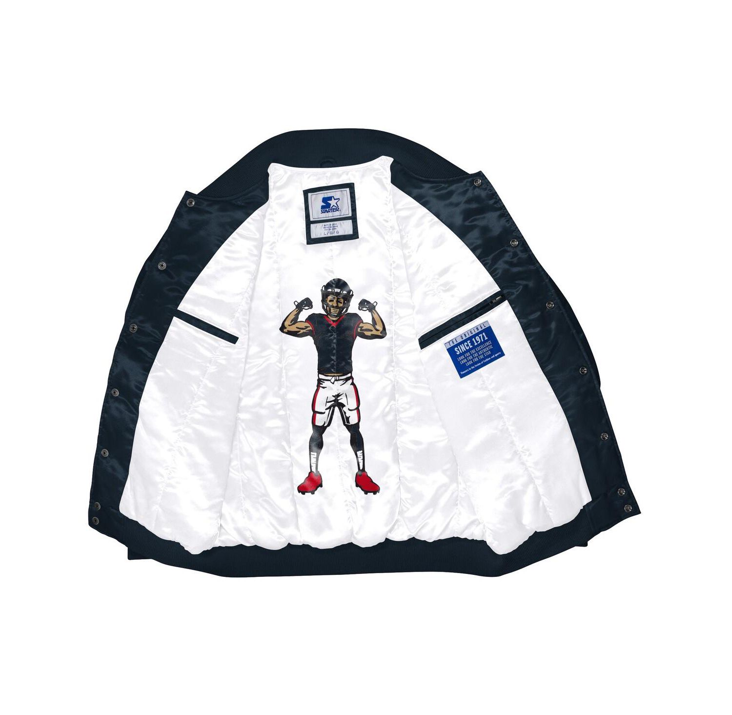 Men's Navy Houston Texans Exclusive Satin Full-Snap Varsity Jacket