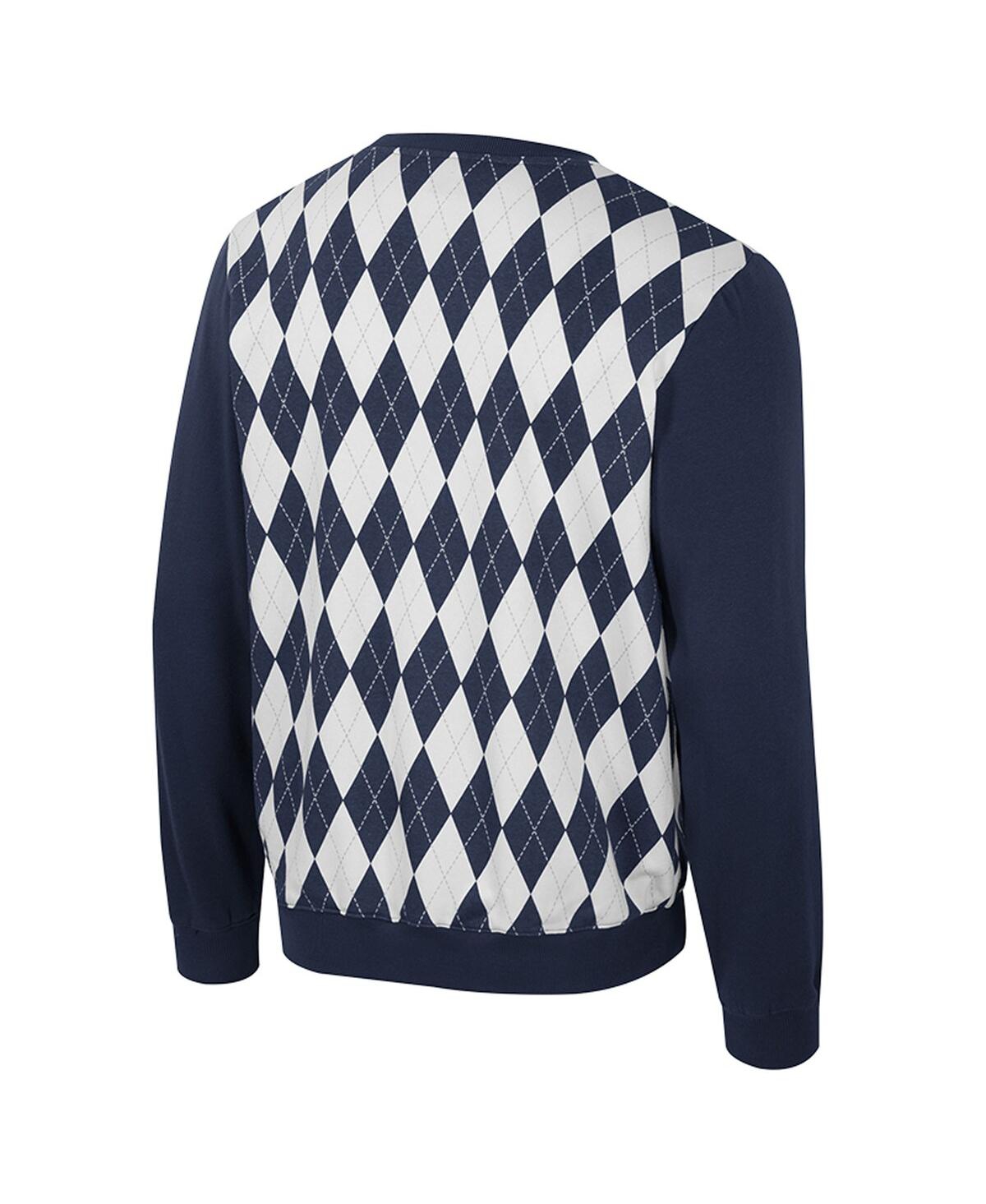 Colosseum Men's Navy Michigan Wolverines The Dealio Argyle Pullover Sweatshirt In Navy