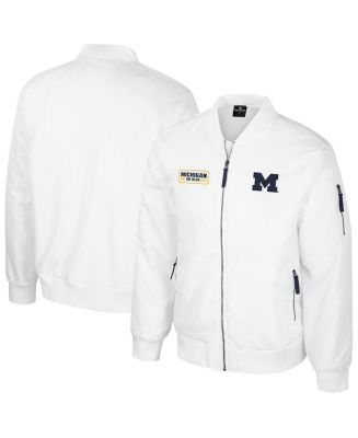 Colosseum Men's Michigan Wolverines White Rabbit Full-Zip Bomber Jacket ...