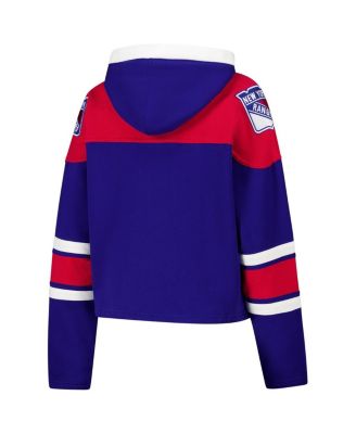 Women's Blue New York Rangers Cropped Superior Lacer Pullover Hoodie