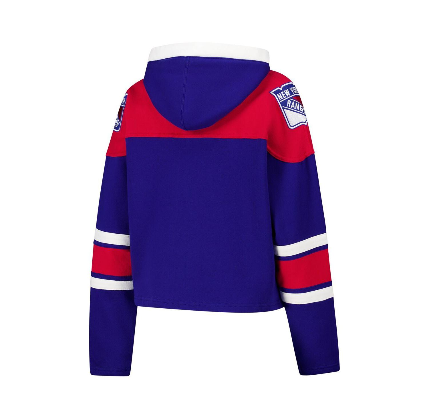Women's Blue New York Rangers Cropped Superior Lacer Pullover Hoodie