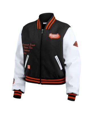 Women's Black/White Cincinnati Bengals Varsity Full-Zip Jacket