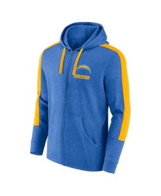 Men's Heather Powder Blue Los Angeles Chargers Gains Full-Zip Hoodie