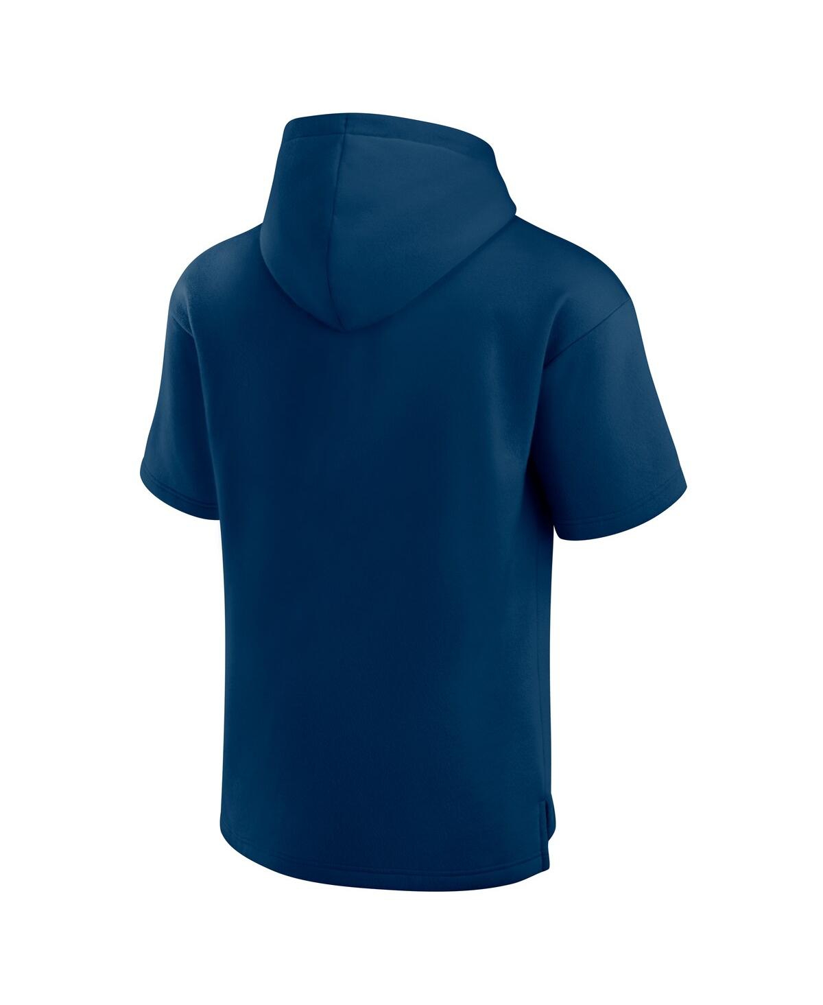 Shop Fanatics Men's And Women's Navy Houston Texans Elements Ready Short Sleeve Pullover Hoodie